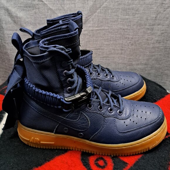 SIZE 7.5 NIKE 2016 SF AF1 AIR FORCE 1 SPECIAL FEILD 864024 400 MEN NAVY - Picture 2 of 12